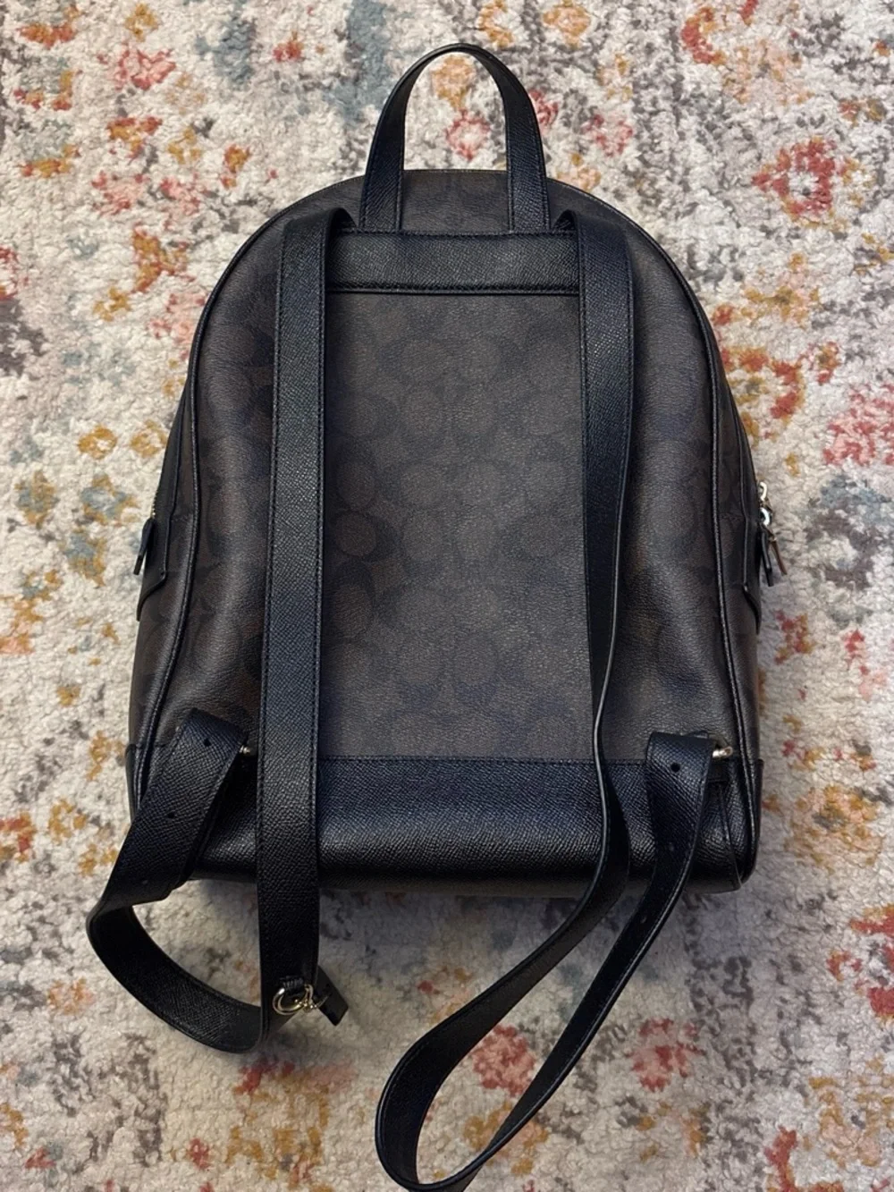 Coach Brown Signature Logo Backpack with Black Trim